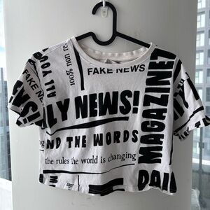 Trendy Newsprint Crop Top